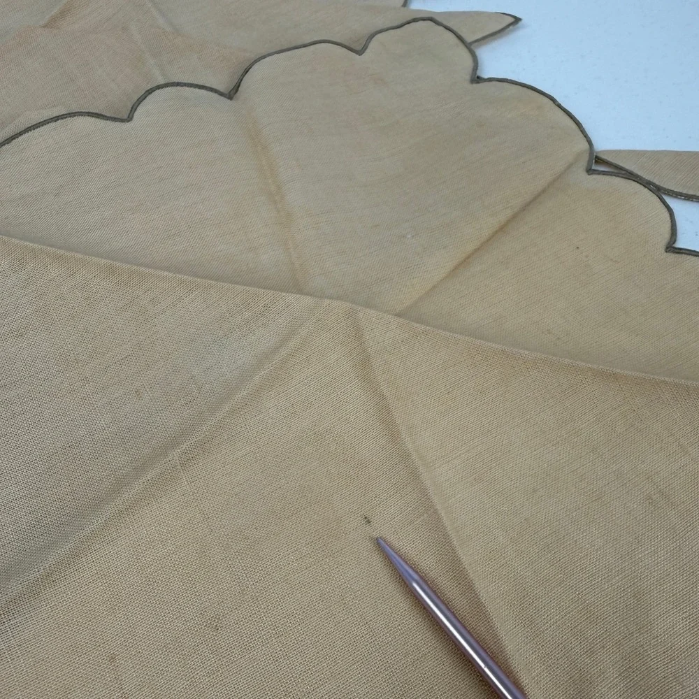 Vintage‎ Embroidered Scalloped Napkins Set of 8 Tan Pink Floral Cottagecore